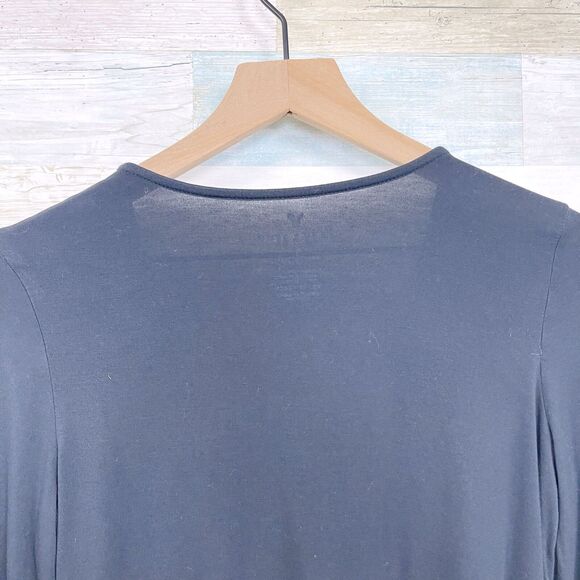 American Eagle Soft & Sexy Bell Sleeve Cut Out Top Black Mock Wrap Womens XS - Picture 5 of 7